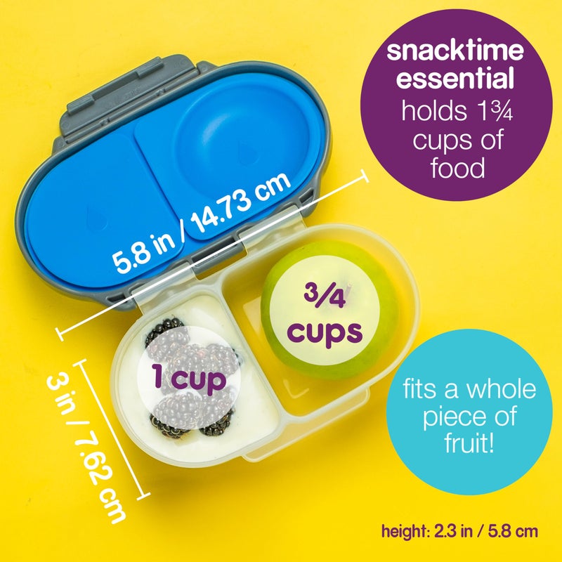 b.box Snack Box for Kids & Toddlers: 2 Compartment Snack Containers, Mini Bento Box, Lunch Box. Leak Proof, BPA free, Dishwasher safe. School Supplies. Ages 4 months+ (Indigo Rose, 12oz capacity) - Image 2